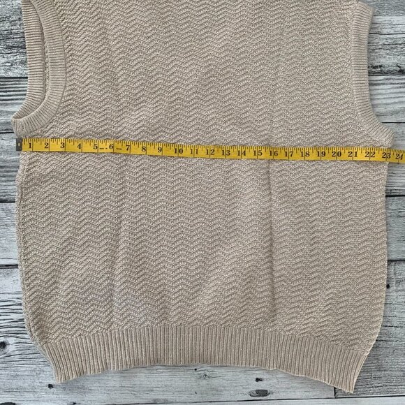 Vintage 90s Sweater Vest Mens L Beige 1997 Pro-Am Golf Cardigan - Picture 10 of 11